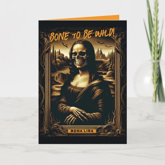 Carte Mauvais À L'Os Mona Lisa Skeleton Halloween (Devant)