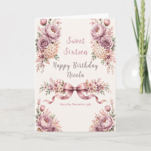 Carte Mauve et Rose Gold Sweet Seize Ans