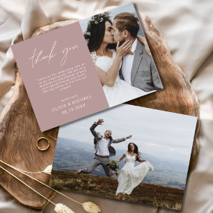 Carte Mauve Mariage photo minimaliste Merci