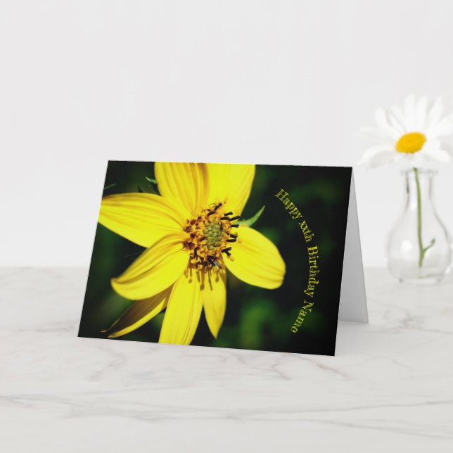 Carte Maximilian Sunflower Floral Anniversaire personnal (Petite plante)