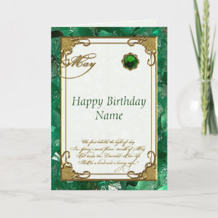 Carte May Emerald Birthstone Birthday Card
