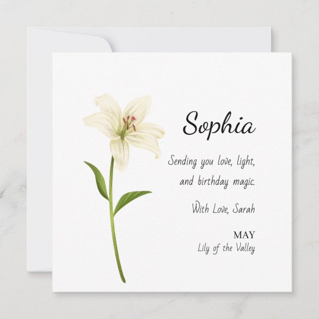 Carte May Lily of the Valley Personalized Birthday (Devant)