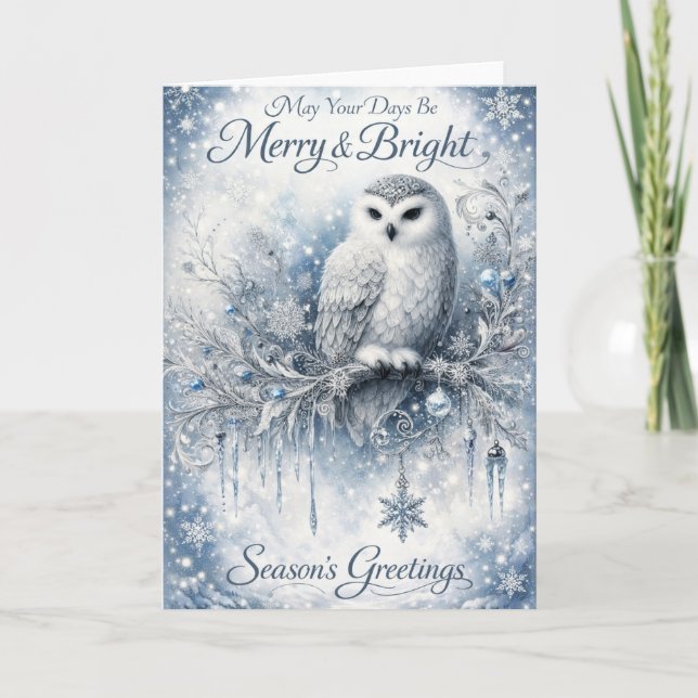 Carte May Your Days Be Merry & Bright – Winter Owl (Devant)