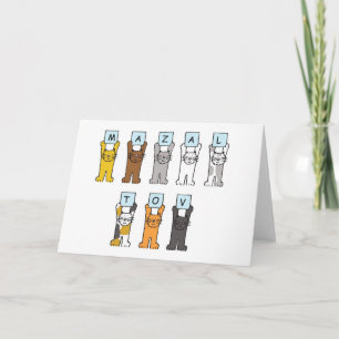 Carte Mazal Tov Chats tenant des lettres