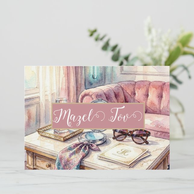 Carte Mazel Tov Élégante, Esthétique de Luxe des A (Debout devant)