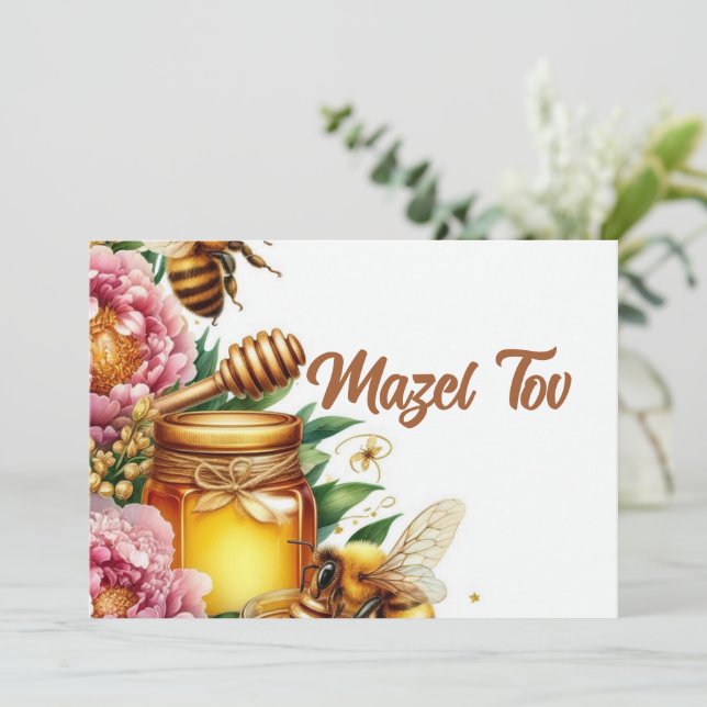 Carte Mazel Tov Félicitations, Abeilles à Miel  (Debout devant)