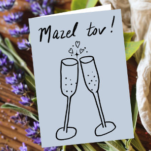 Carte Mazel Tov Mariage Champagne Cheers Sketch Doodle