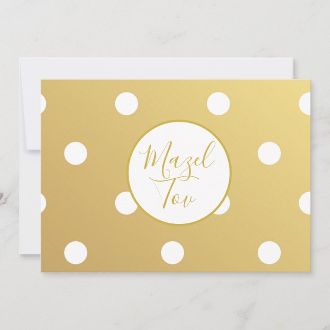 Carte Mazel Tov, pois blancs or, Art Moderne (Devant)