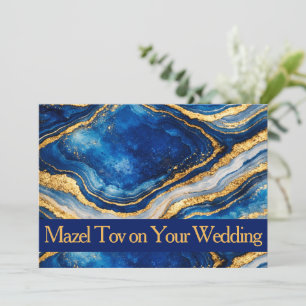 Carte Mazel Tov pour mariage, Blue Gold Agate, Lux