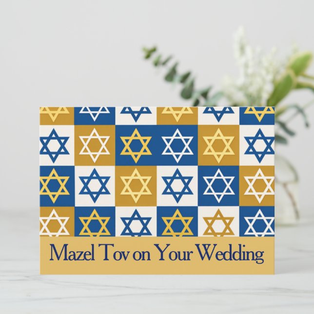 Carte Mazel Tov pour mariage, Étoile de David Bleu (Debout devant)