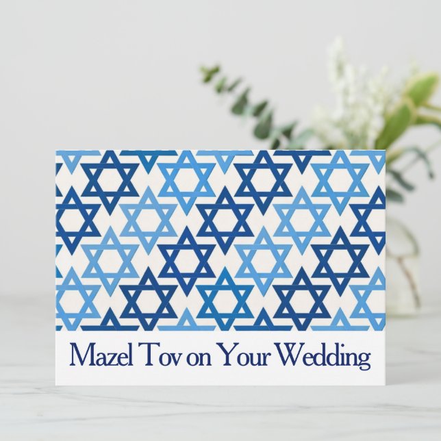 Carte Mazel Tov pour mariage, Étoile de David bleu (Debout devant)