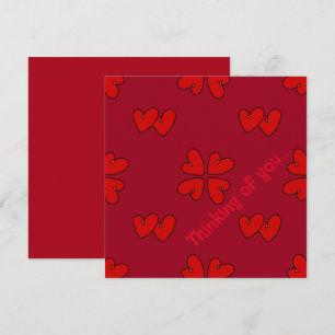 Carte Mazipoodles coeurs rouges sur rouge en pensant à v