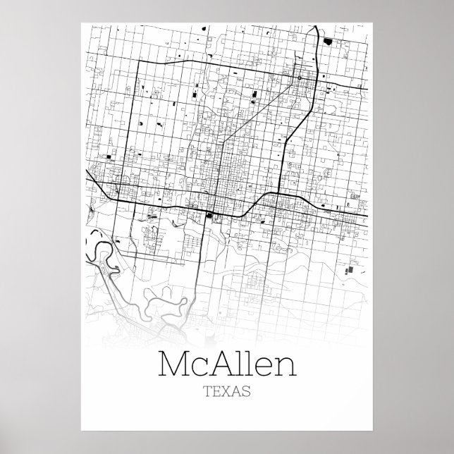 Carte McAllen - Texas - Poster de la carte de vill (Devant)