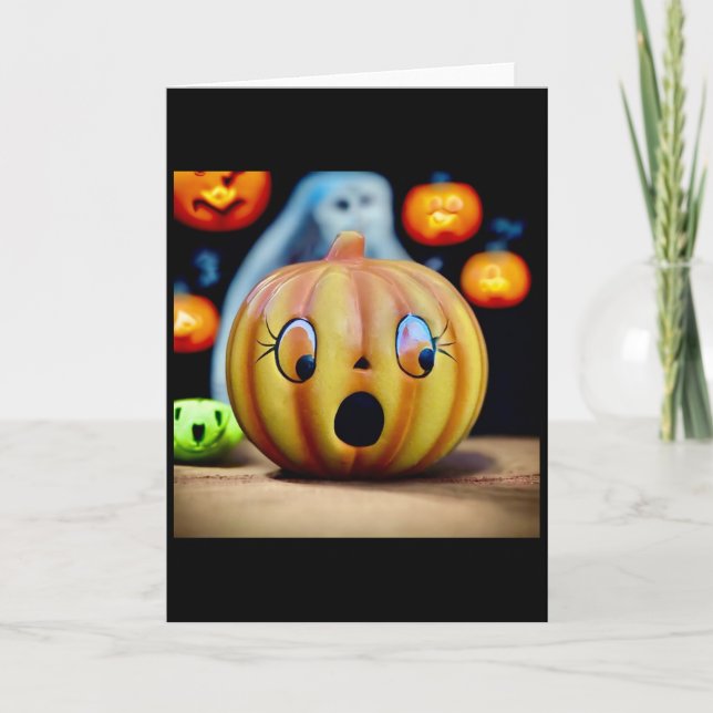 Carte MCM vintage Citrouille pétrifié Halloween (Devant)