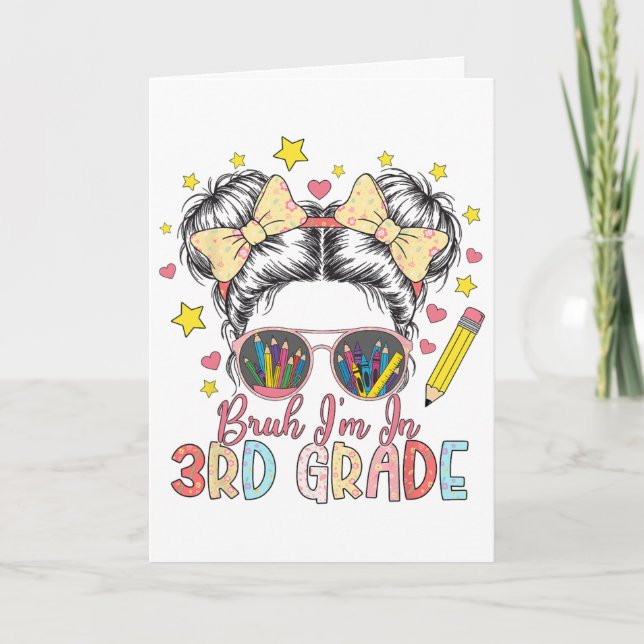 Carte Mec Je Suis En 3e Année Chignon Décoiffé Premier J (Devant)