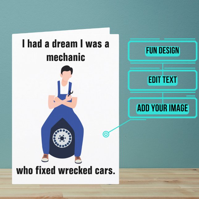 Carte Mécanique Amusant anniversaire (Looking for the perfect card for that clever mechanic friend of yours.)