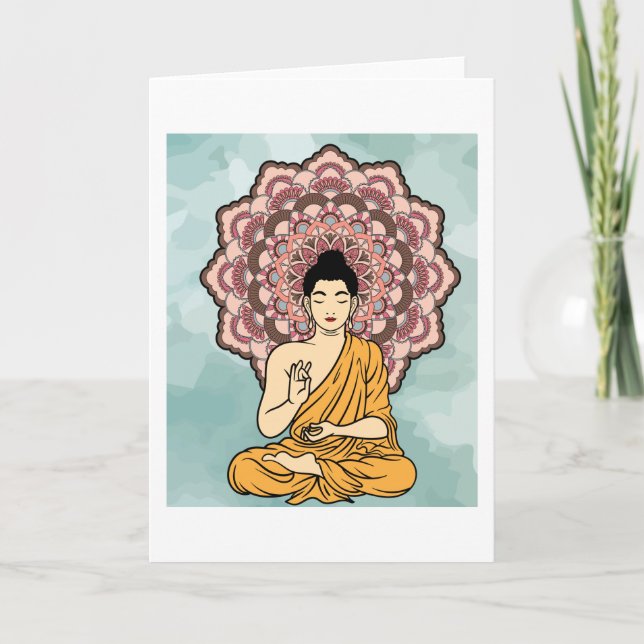 Carte Médaille de Bouddha Mandala Retro (Devant)
