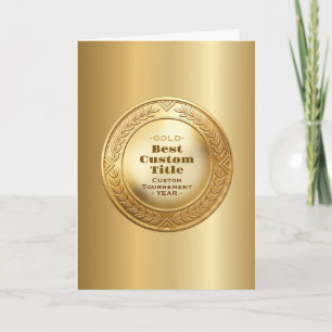 Carte Médaille personnalisée 3D réaliste en feuille d'or