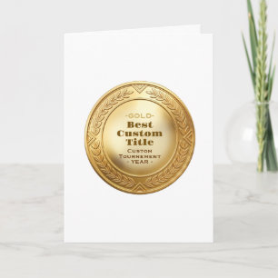 Carte Médaille personnalisée 3D réaliste en feuille d'or