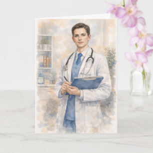 Carte Médecin Homme Amusant Aquarelle Ézéchiel 25-17