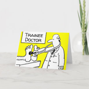Carte Médecin stagiaire avec stéthoscope testant un pati