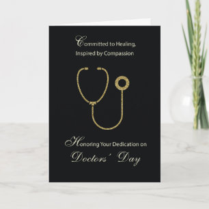 Carte Médecins Jour Gold Effet Stethoscope sur Black