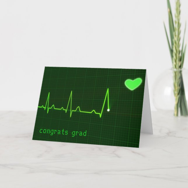 Carte Médicale Heart Moniter et message personnalisé (Devant)