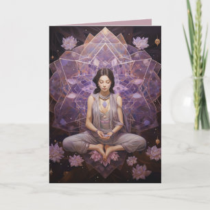 Carte Méditer des cristaux de yoga Amethyst Lotus Annive