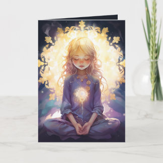 Carte Méditer Yoga Crystal Lavender Gold Anniversaire
