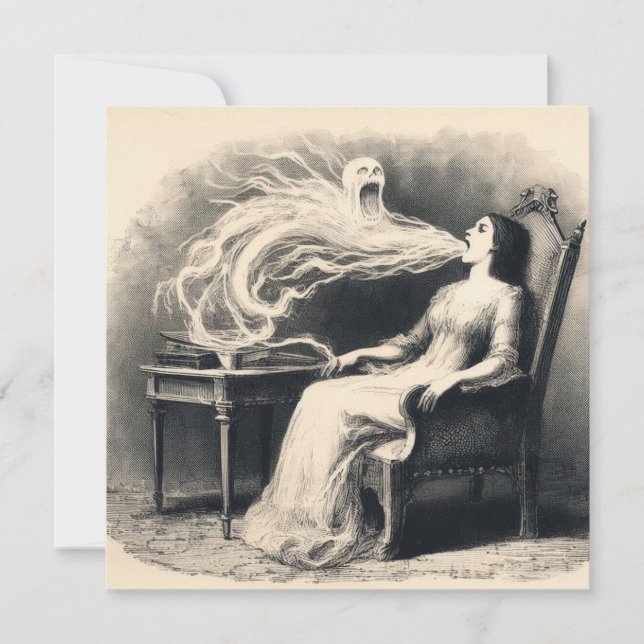 Carte Médium exsudant de l'ectoplasme Spirite fantomatiq (Devant)