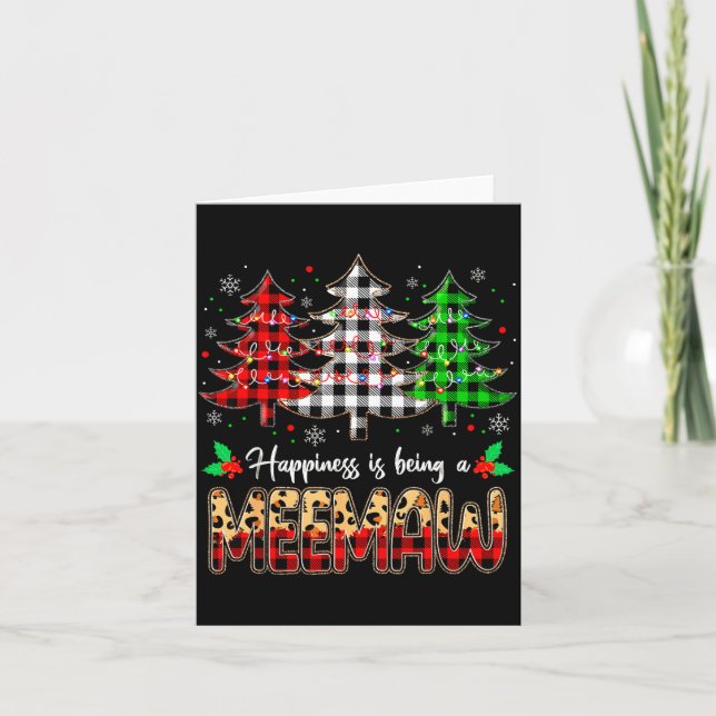 Carte Meemaw Christmas Tree Xmas Buffalo Plaid Red White (Devant)