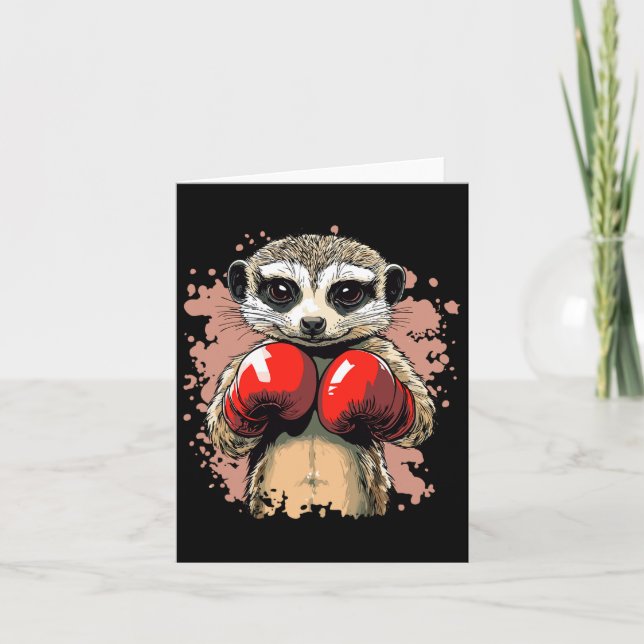 Carte Meerkat Champion De Boxe Avec Gants Prêt (Devant)