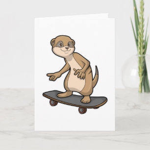 Carte Meerkat comme Patineur avec Skateboard