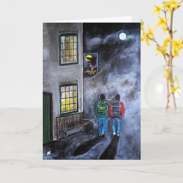Carte Méfiez-vous de la Lune Peinture d'Alfred Fox (Fleur jaune)