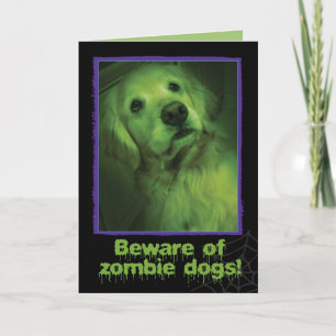 Carte Méfiez-vous des chiens zombies Golden Retriever Ha