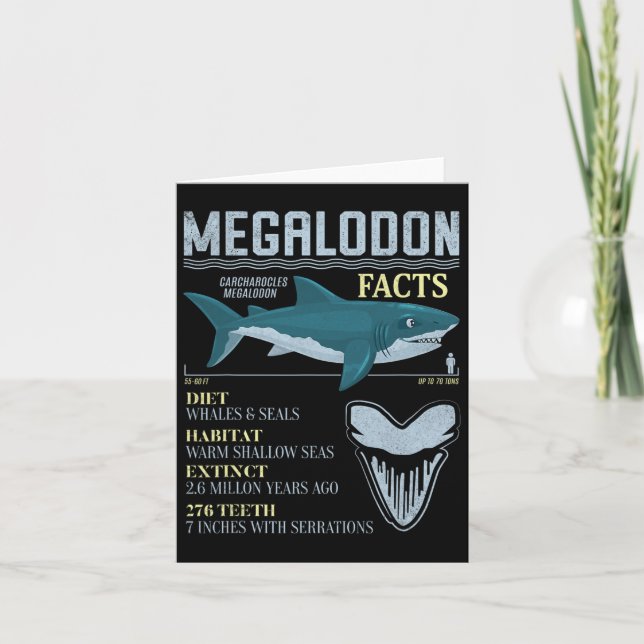 Carte Megalodon Faits Meg Préhistorique Requin Fossiles  (Devant)
