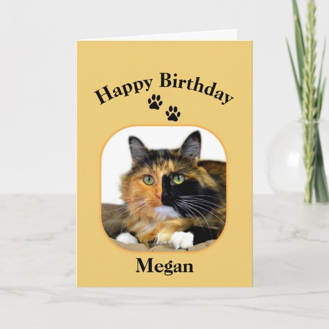 Carte Megan Calico Chat Joyeux Anniversaire (Devant)