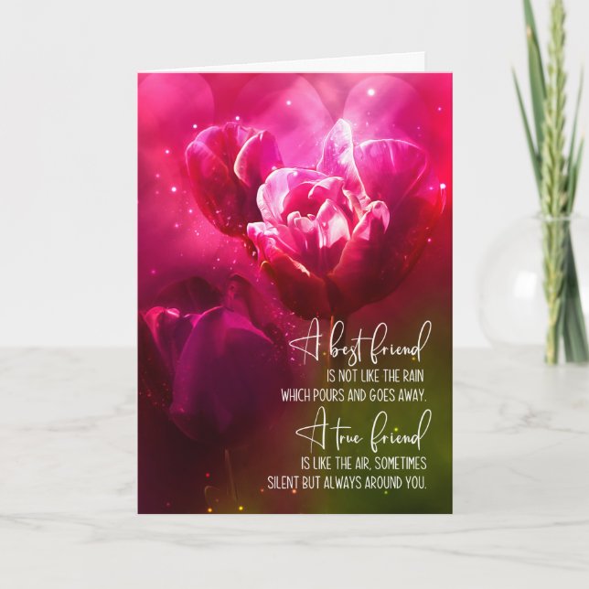 Carte Meilleur Ami Anniversaire Clair Tulips Rose (Devant)