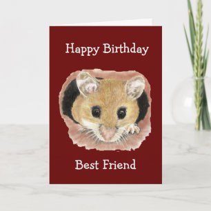 Carte Meilleur Ami Anniversaire Cute Peeking Souris Amus