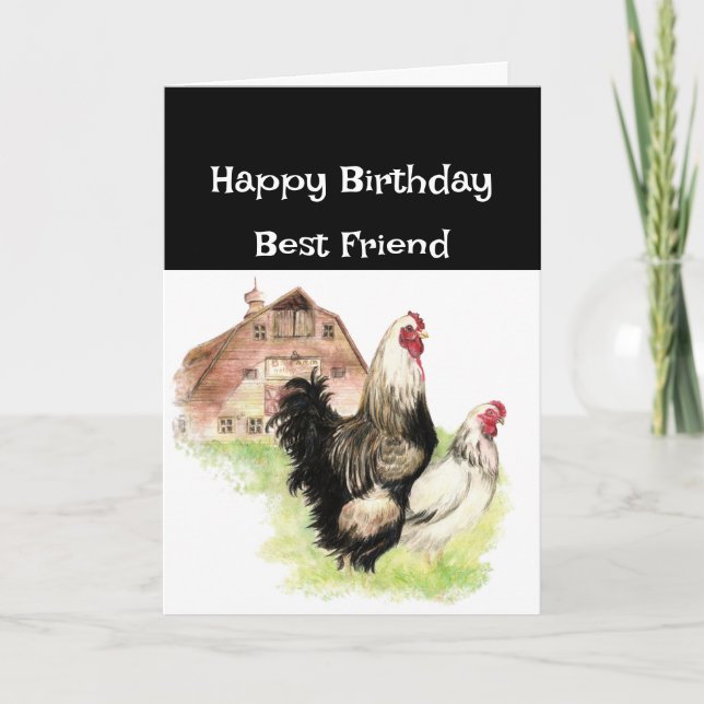 Carte Meilleur Ami Anniversaire Drôle Poulets (Devant)