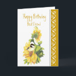 Carte Meilleur Ami Anniversaire Poème Chickadee & Sunflo<br><div class="desc">Birthday Greeting for the Friend oms loves flowers and birds,  gardening,  Sunflowers,  Birds and Chickades</div>