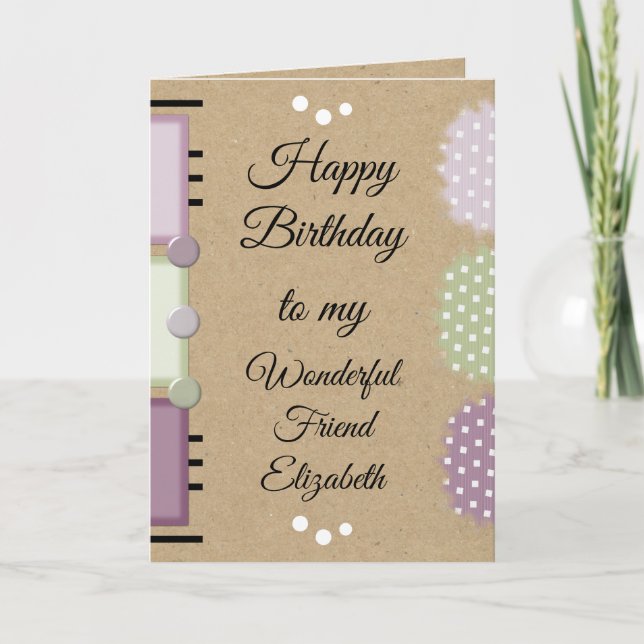 Carte Meilleur ami anniversaire prune rustique (Devant)