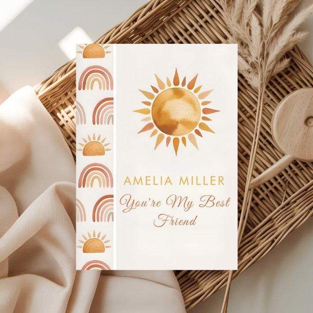 Carte Meilleur ami Boho Soleil & Arc-en-ciel Salutations (Créateur téléchargé)