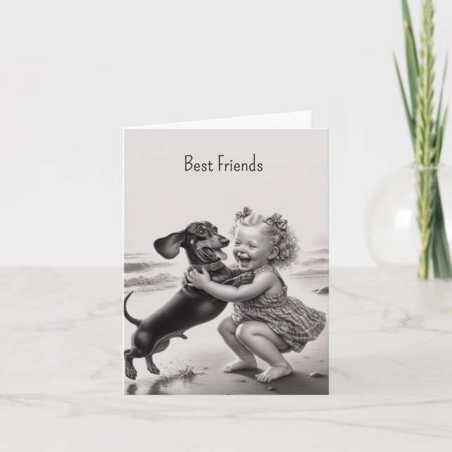 Carte Meilleur ami d'un dachshund vintage (Devant)