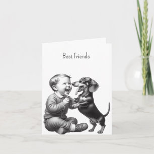 Carte Meilleur ami d'un dachshund vintage