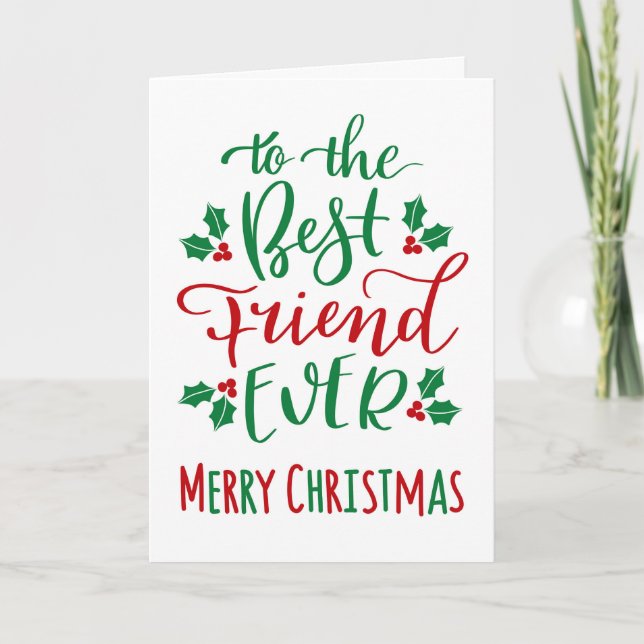 Carte Meilleur Ami Joyeux Noël Typographie (Devant)