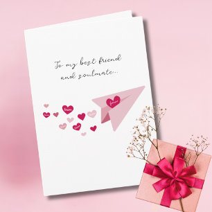 Carte Meilleur Ami & Soulmate, Papier Rose Avion &Photo
