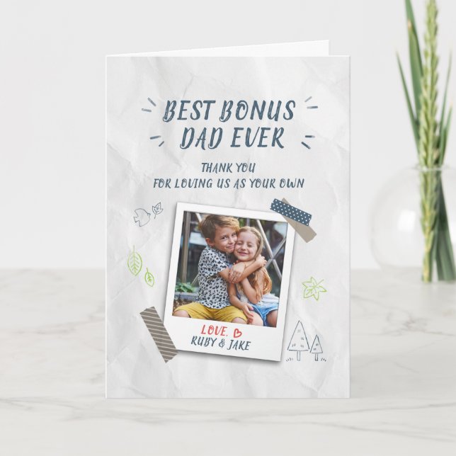 Carte Meilleur Bonus Papa Fête des pères Stepdad Photo p (Devant)