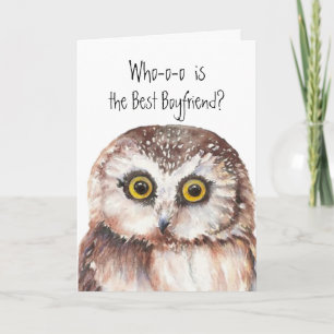 Carte Meilleur Boyfriend Cute Owl Humour personnalisé