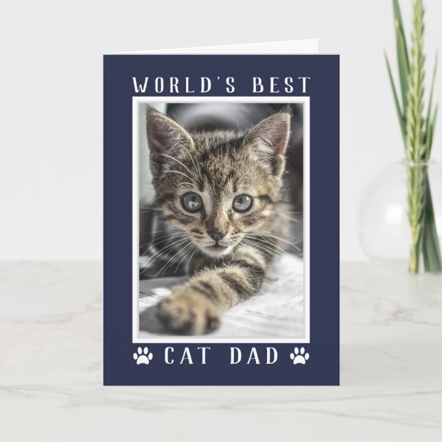 Carte Meilleur Chat Papa Photo Marine Blue Anniversaire (Devant)